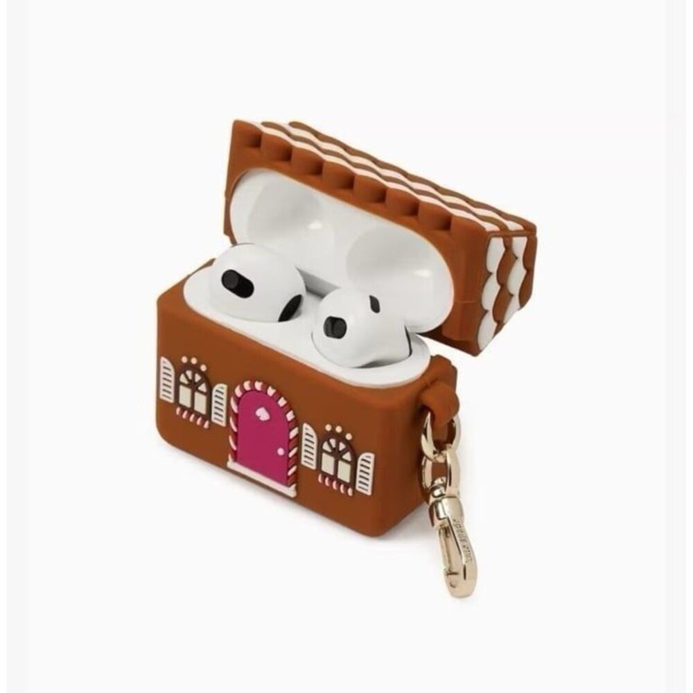 NWB K9401 Kate Spade Gingerbread Airpods 3rd Generation Case Clips Keychain - Picture 4 of 5